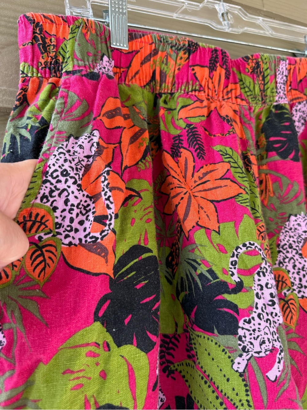 C & C California Women's Linen Tropical Print Wide Leg Jaguar Summer Pants Sz 1X - Picture 6 of 9
